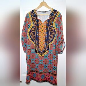 Urban Coco Colorful Boho Tunic Dress (XL)